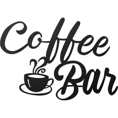 Coffee Bar Decoration, Deco Cuisine, Decoration Murale Metal, 30x22cm Deco Bar, Gravure Laser Sur Fer, Pour la Cuisine, de la Station de Café, du Bar(Noir) (1/5)