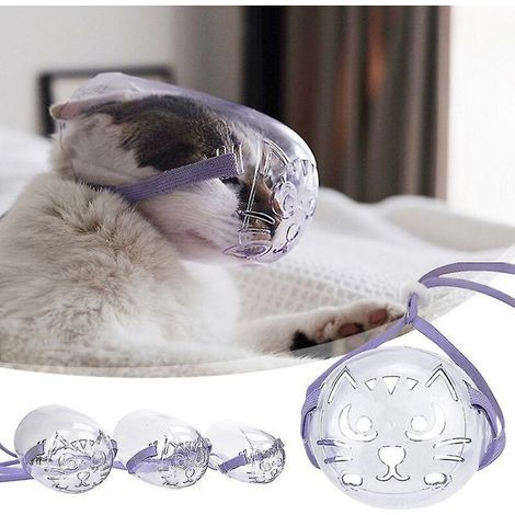 Atmungsaktive, transparente Bissmaske für Katzen, Mundschutz für die Fellpflege, Größe L (1/5)