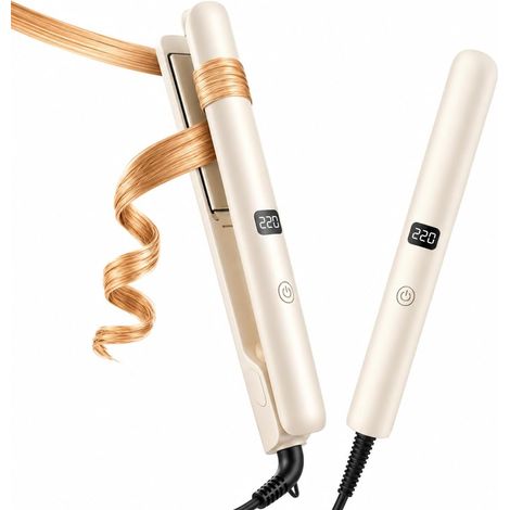 Lisseur Cheveux 2 en 1, Lisseur et Boucleur avec Plaques Flottantes 3D en Céramique, 9 Températures Réglables 140-220°C, Écran LCD, Cordon Rotatif 360° (1/5)