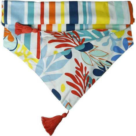 Brandani Tahiti runner punta double face cotone fiori e righe