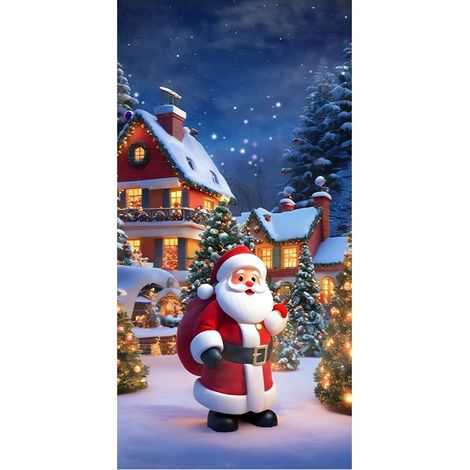 Nouvelle décoration de fête de Noël : rideau, guirlande, fanion, drapeau, décoration de porte, guirlande d'ambiance - 90 x 180 cm (collage + ruban) - 37
