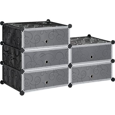 Meuble de rangement à chaussures modulable 6 cubes rectangulaires empilables - noir (1/5)