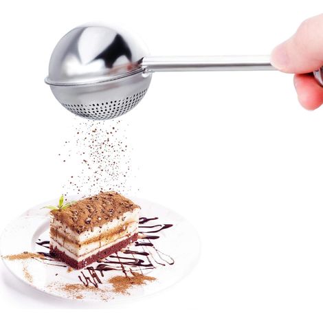 Tamis À Sucre - Tamis À Farine - Distributeur De Poudre Pour Pâtisserie - Poignée À Ressort - Utilisation D'une Main - Acier Inoxydable 18/8 - 1 Pièce (1/5)