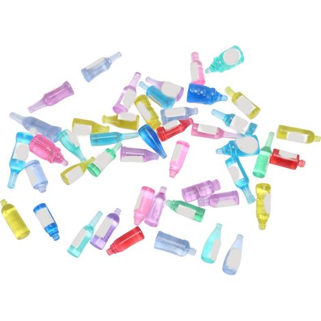 Lot de 50 mini bouteilles de vin réalistes, artisanales pour maison de poupée, décoration de gâteau et accessoires de miniatures (1/5)