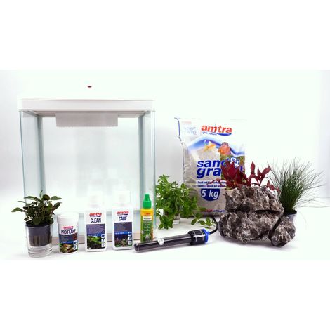 HR-300 weiß inklusive Dekoration Nano Aquarium Komplettaquarium Filteranlage