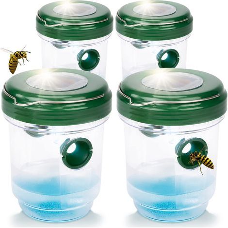 Piège à Guêpes et Moustiques Solaire 2 en 1  4 Pcs Pièges Insectes LED  Anti Frelon Asiatique, Guêpes, Mouches  Protection Jardin, Terrasse, Camping  Réutilisable, Intérieur & Extérieur (1/5)