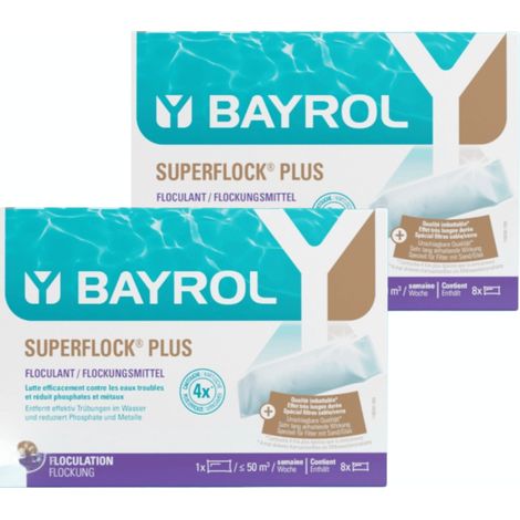 Bayrol – Floculant manuel Superflock Plus – Élimine métaux et phosphates – Action prolongée – Cartouches pré-dosées pour filtration efficace (1/5)