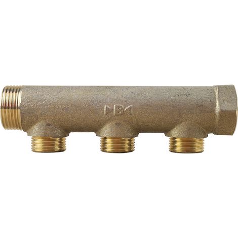 Ibp Bänninger – Collecteur mâle femelle 1" (26/34) – 3 départs 3/4" (20/27) – Entraxe 50mm – Laiton CW 617 N pour sanitaire et chauffage (1/4)