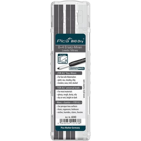 Pica for all BIG Dry – Pack de 12 minas universals, color grafito y blanco, multicolor, For All Big Dry (1/2)