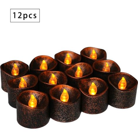 Lot de 12 bougies LED, piles CR2032, bougies inodores, bougies chauffe-plat transparentes sans flamme, scintillantes (1/5)