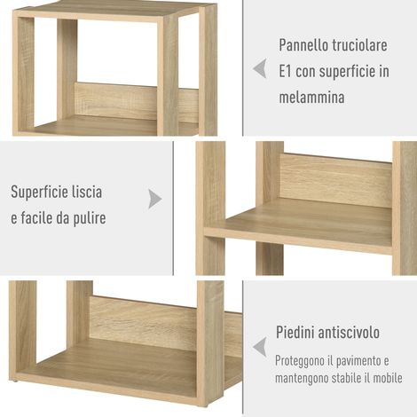 Étagère murale en bois 3 niveaux, système anti-chute, patins antidérapants, 40x29,2x87,9 cm (1/5)