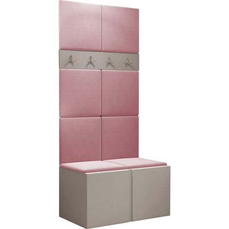 Conjunto para recibidor Pinis IV, Manila 09, 186x84x46cm, Aglomerado laminado, Tapiz, Colocada, Montada en la pared