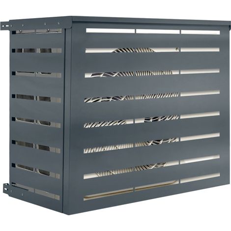 Cache climatiseur 110 x 55 x 80 cm métal gris anthracite protection unité extérieure pour pompe à chaleur (1/5)