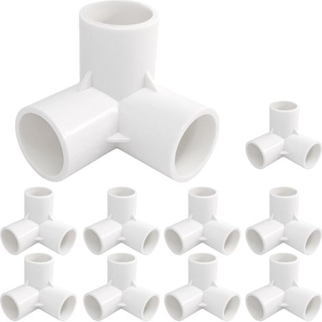 Connecteur PVC 3 voies de 10 x 25 mm pour structure de serre et mobilier, Raccord en T de 25 mm, adapté au jardinage et à l'aménagement paysager. (1/4)