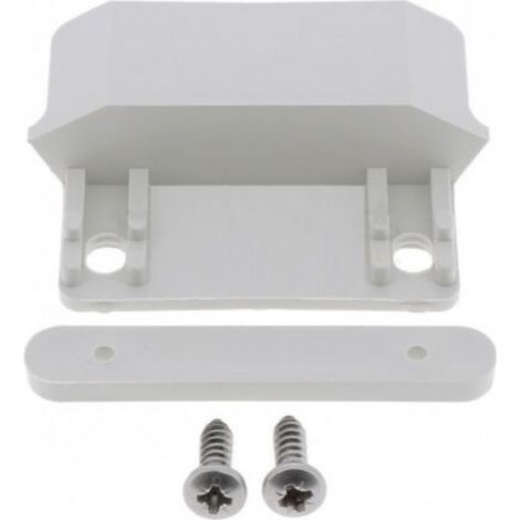 Cyclingcolors – Butée centrale en PVC blanc pour jalousie ou persienne – Fixation haute ou basse – Contreplaque et vis fournies – Entraxe 40mm