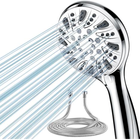Pommeau de douche haute pression avec 5 jets et flexible inox 150cm (1/5)