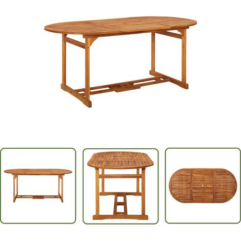 The Living Store Garten-Esstisch 180x90x75 cm Massivholz Akazie - Holztisch - Esstisch - Gartenmöbel - Akazienholz - Outdoortisch (1/5)
