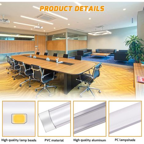 Réglette LED 30CM - Lot de 6 - Aluminium et PC - Éclairage 1200LM 4000K - Bureau Garage Atelier - Blanc Neutre (1/5)