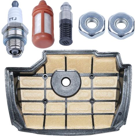Kit d'entretien comprenant filtre à air, écrou de guide, bougie pour Stihl MS201T MS201 11451401900, nettoyeur de filtre à air, filtre à carburant, écrou de guide, filtre à huile, bougie d'allumage (1/5)
