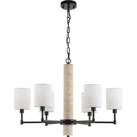 Suspension travertin et métal noir - beige travertin et noir (1/3)
