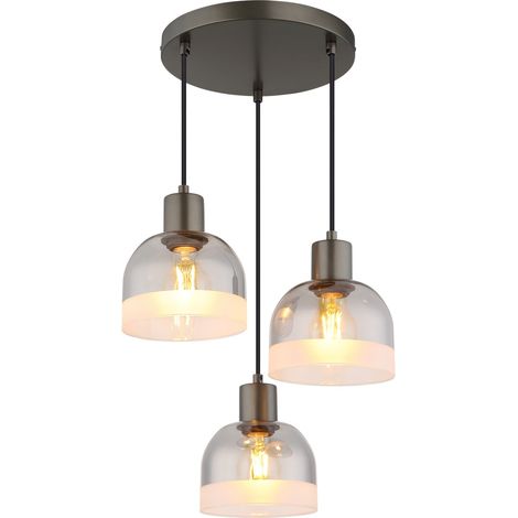 Hängeleuchte Pendellampe Esszimmerlampe Rauchoptik Schwarz-chrom Metall H 150 cm (1/5)