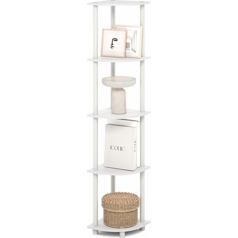 Étagère d'angle, Bibliothèque d'angle 5 Niveaux, Étagères De Rangement Ouvertes, pour Organisation et Rangement, Salon, Bureau À Domicile, Garage, Chambre, Blanc Uni (1/5)