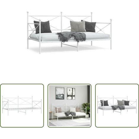 vidaXL Sommier à lattes - Lit de repos sans matelas blanc 107x203 cm acier (1/5)