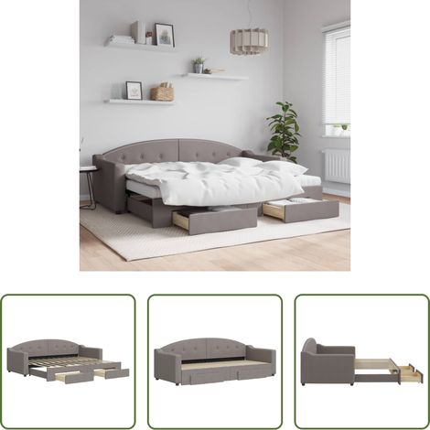 Schlafsofa -  Tagesbett Ausziehbar mit Schubladen Taupe 80x200 cm Stoff