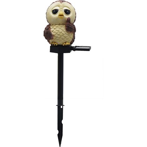 1 lampe solaire d'extérieur, hibou sur piquet, LED blanc chaud, étanche, pour jardin et pelouse (1/5)