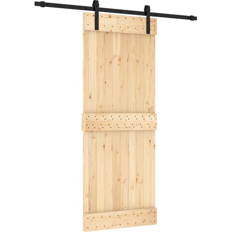 Porte coulissante Naturel et noir 80 x 210 cm vidaXL