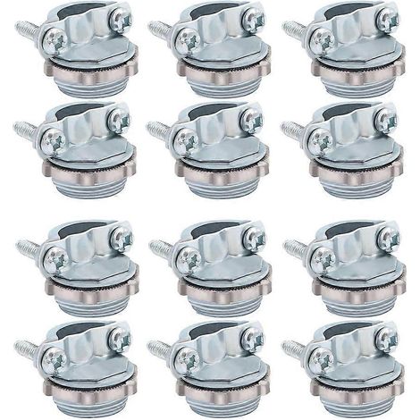 Lot de 12 connecteurs de câble à pince de 1/2 pouce, pinces de câble en alliage de zinc pour câbles NM, fils électriques et conduits métalliques (1/5)