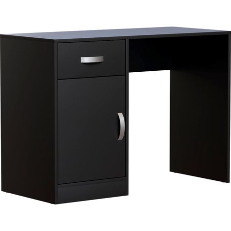 Hudson Computer Desk 1 Drawer 1 Door PC Workstation Shelves Storage Home Office Table, Black