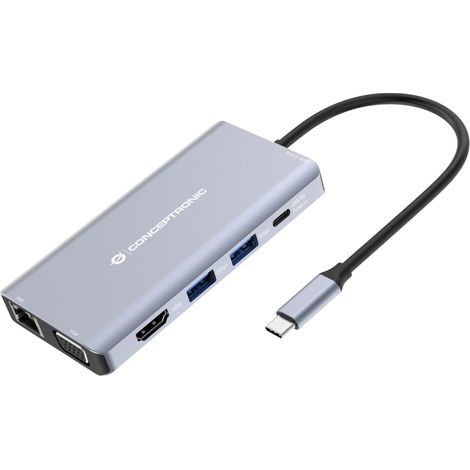 Conceptronic DONN20G station d'accueil Avec fil USB 3.2 Gen 1 (3.1 Gen 1) Type-C Gris