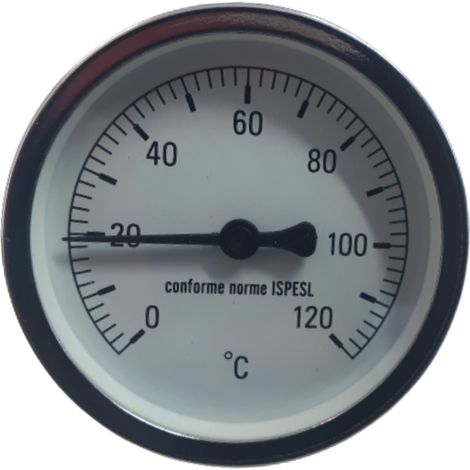 Schläfer 0930170 Termometro Bimetallico con Guaina Cassa inox Attacco Posteriore, Assiale ad Immersione 1/2" Scala 0-120 °C" Multifunzione Cassa 63 mm (1/5)