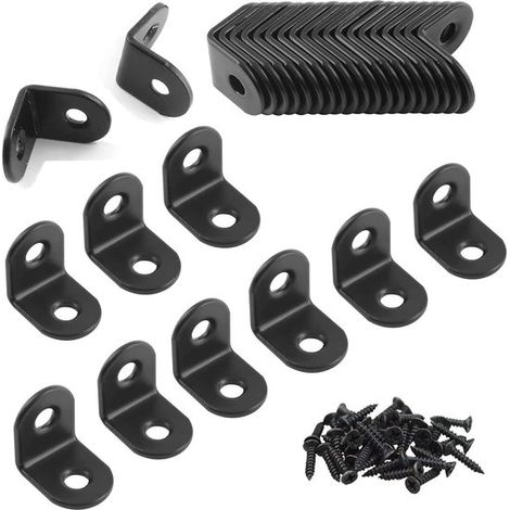 30 pezzi staffe angolari a L nere 20 x 20 mm connettori angolari giunti angolari staffe di rinforzo ancoraggi angolari staffe per mensole ad angolo retto angoli 90° (1/5)