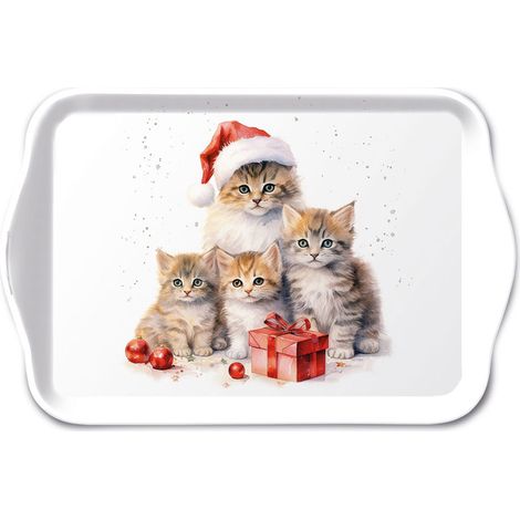 Mini-plateau en mélamine chatons de Noël (1/2)