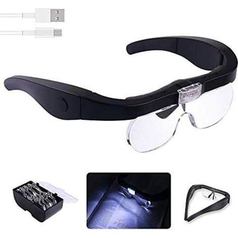 Kopflupe mit 2 LED-Leuchten, USB-Ladefunktion, Freisprechfunktion