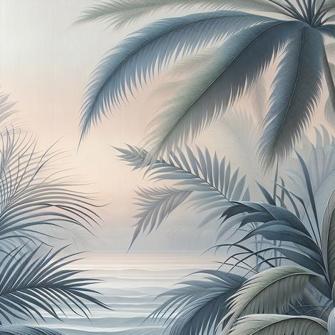 Papier peint panoramique - Chemin Palmiers - 130 cm x 130 cm (1/2)