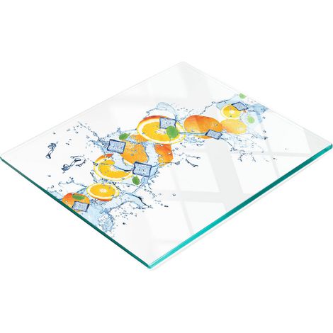 Tabla de servir de cristal para cocina con gráficos de agua naranja, 60x52 cm. (1/5)