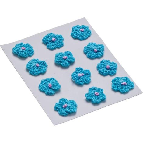 Dekorative Blumen, 18 mm, blau, 12 Stück