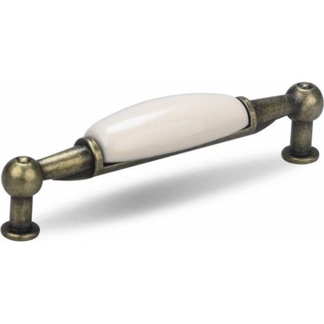 Sollbry Vintage-Möbelgriff, Messing- und Porzellan-Finish, 96 mm Lochabstand, Schubladen-/Schrankgriff mit Schrauben (1/5)
