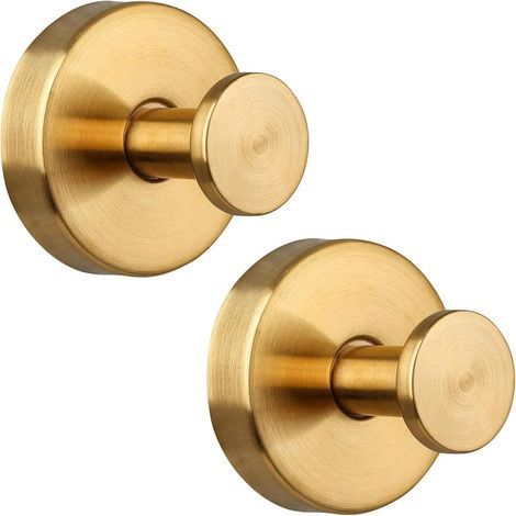 Bathroom Kitchen Glass Mirror Tile Towel Hook Stainless Steel Suction Cup Hook Can Hang Towel Coat Loofah Bathrobe 2-pack (Gold) (1/5)