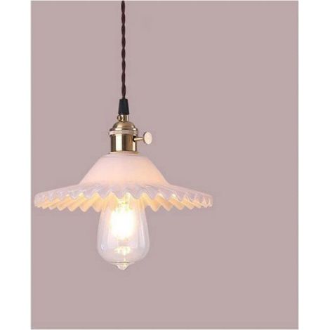 Suspension industrielle vintage en verre plafonnier rtro clairage de plafond en verre blanc (1/4)