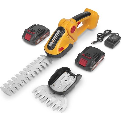 Taille-Haie Sans Fil 2 En 1 Coupe-Bordures Portable Sans Fil Tondeuse À Gazon Électrique 24 V Taille-Haies Pour Jardin Et Arbustes Jaune (1/5)