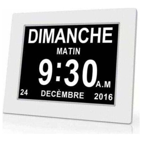 Horloge calendrier numérique One Piece 7 pouces avec date et heure, horloge Alzheimer pour parents, rappel de médicaments pour grands-parents et enfants - Blanc - 20414324mm,INHHUB (1/4)