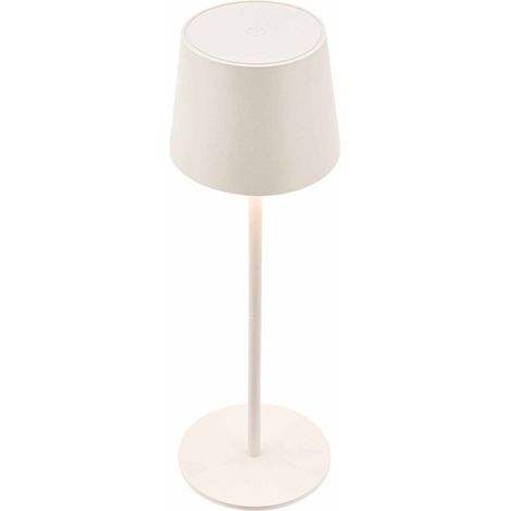 Briloner SUTA LED Tischlampe kabellos IP44, Dimmbar, Touch, Akku, Spritzwasserschutz, Altweiß, Ø11 x 33 cm