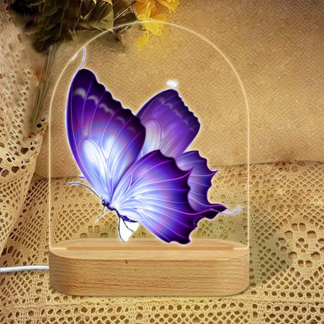Veilleuse en forme d'arc avec papillons violets superposés Lampe LED 7 couleurs Décoration chambre bébé Cadeau naissance (1/5)