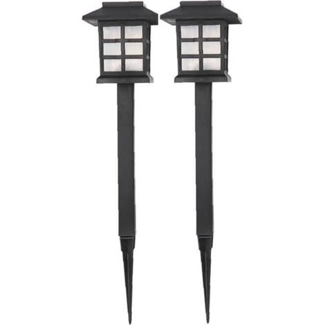 Solaire Pathway Lumière solaire de jardin Jardinet Lumière LED Lanterne étanche au sol Insert extérieur lumière blanche 2PCS