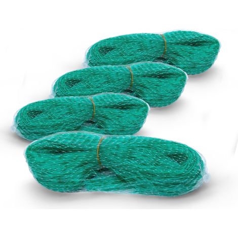 Vogelschutznetz grün engmaschig 4er Set - 5 x 4 m - Pflanzenschutznetz Maschenweite 30 x 30 cm - Erdbeernetz Himbeer Brombeer Strauch Blumen Beet Schutznetz Teichabdeckung Laubnetz Baumschutznetz