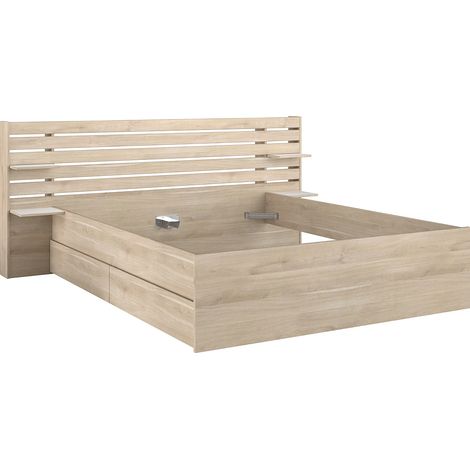 Lit 180 x 200 cm avec rangements - Coloris : Naturel - TENALIA (1/5)